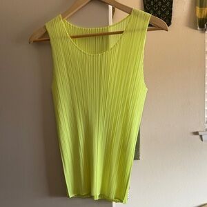 Issy miyake pleats please tank neon yellow green